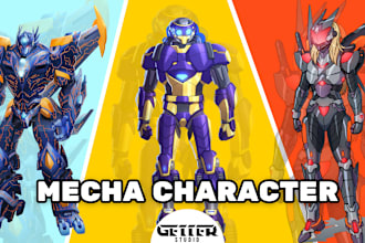 draw amazing character mecha robot illustration