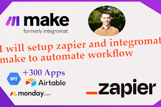 setup zapier and integromat,make to automate workflow