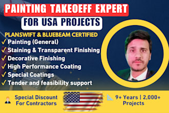 do paint takeoff, wall covering takeoff with cost estimation