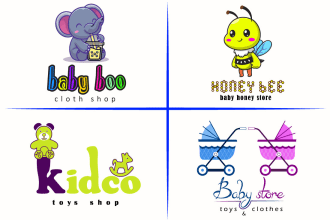 do cute kids, baby shop, children, education, animal, and pet logo design