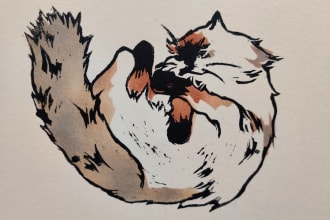 make illustration in linocut engraving pet portrait