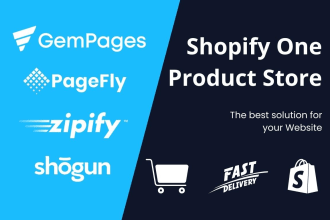 create shopify one product store by gem page and page fly and zipify