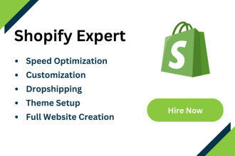 create shopify dropshipping store or shopify website design, build shopify store