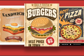 design a travel, food, party, or event poster in retro vintage style