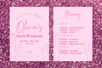 design digital bachelorette party invitations or birthday invitations
