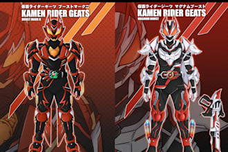 draw kamen rider tokusatsu concept character for you