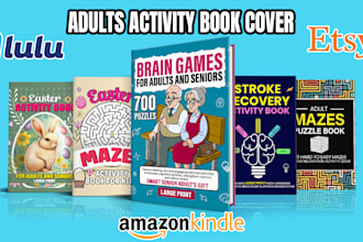 create adults kids book cover design and coloring activity book for amazon kdp