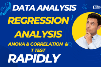 do anova, correlation, t test, regression analysis, survey data analysis
