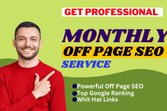 do monthly off page SEO service with white hat mix backlinks for top ranking