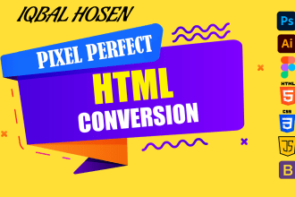 convert figma to HTML, xd to html, ai to HTML, psd to HTML responsive bootstrap