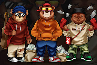 Best Deals!  draw teddy bear cartoon character mascot for logo and t shirt design