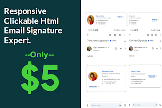 do a responsive  HTML email signature clickable HTML email signature
