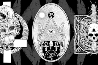 draw an amazing black and white dark art for your merch or band
