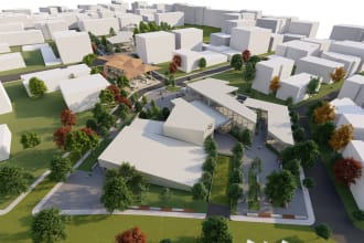model your large scaled designs by rhino or sketchup