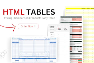 design comparison, pricing or any type of html table