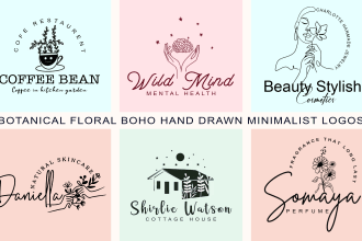 do modern minimalist hand drawn botanical logo design