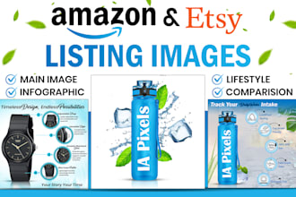 do amazon etsy product listing images design,infographic pictures,photos editing