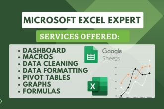 create excel dashboard, pivot table, charts, and formatting
