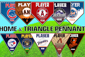 design baseball home pennant, triangle pennant team name custom