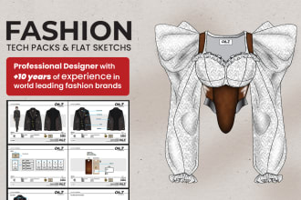 fashion tech pack and flat sketch expert for clothing design