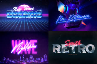 design 80s futuristic synthwave retro vintage logo with neon