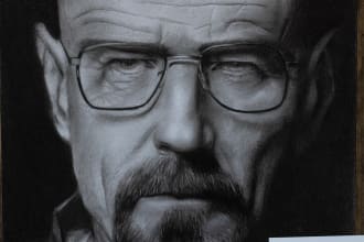 draw realistic portrait with charcoal, graphite pencil