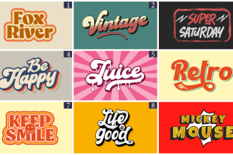 design 3d 70s vintage custom typography logo for retro t shirt