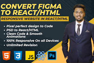 convert figma design to responsive react website, figma to react