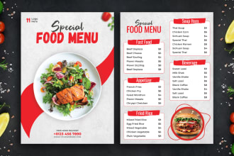 do digital food restaurant menu, menu board, or menu card design