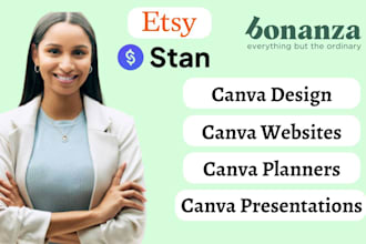 design custom editable canva ebook notion planner canva template website design