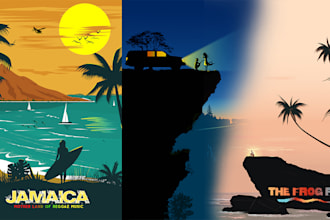 creative flat illustration landscape