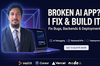 fix ai code bugs, debug  and complete full stack business app