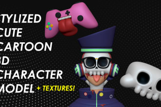 create a cute stylized 3d cartoon character model for games or animation