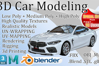do 3d car modeling with high quality exterior and interior
