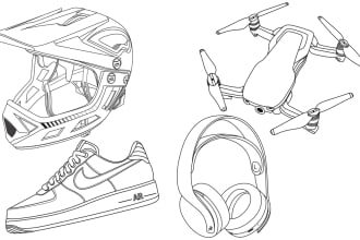 draw detailed line art of any kinds product, food, sketch