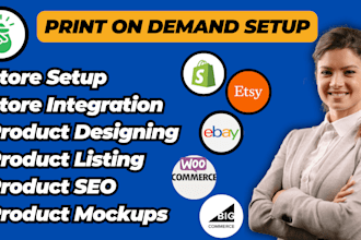 setup print on demand store with shopify etsy ebay using printify or printful