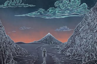 illustrate a surreal landscape or city drawing