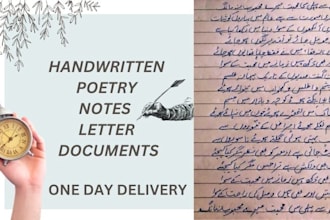 handwrite urdu poetry, name, signature,notes, etc