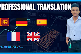 professionally translate in spanish, english, french, german and sinhala