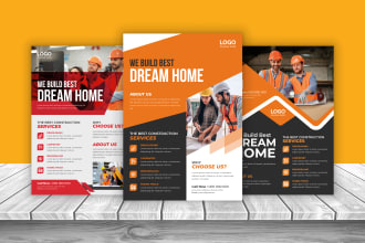 design construction, handyman, roofing, cleaning, carpentry hiring service flyer