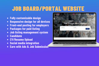 create a job board, recruitment, job portal  website