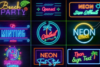 design unique neon logo, neon sign or glowing neon text