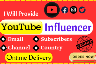 collect youtube influencer email leads for yt brand influence marketing