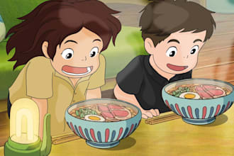 create digital ghibli redraws of couple portraits