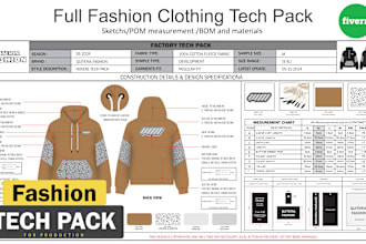 create fashion tech pack and clothing tech pack design