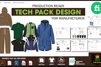 create fashion clothing tech pack design for manufacturer