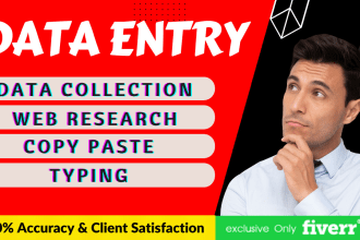 excel data entry, copy paste, convert pdf, web research, data collection