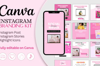 design professional instagram branding kit and editable canva templates