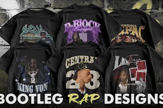 create an authentic 90s vintage bootleg tee design