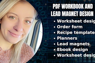design fillable PDF workbook worksheet, lead magnet, format ebook for amazon KDP
